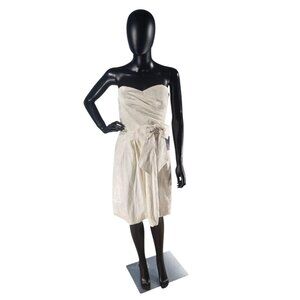 Cream Side Ruched Brocade Formal Dress - NWT Maurices